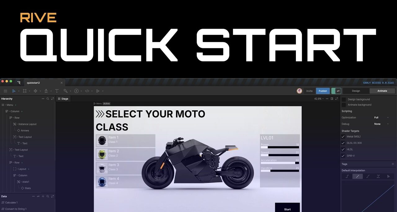 Rive Quick Start Tutorial – Interactive Menu