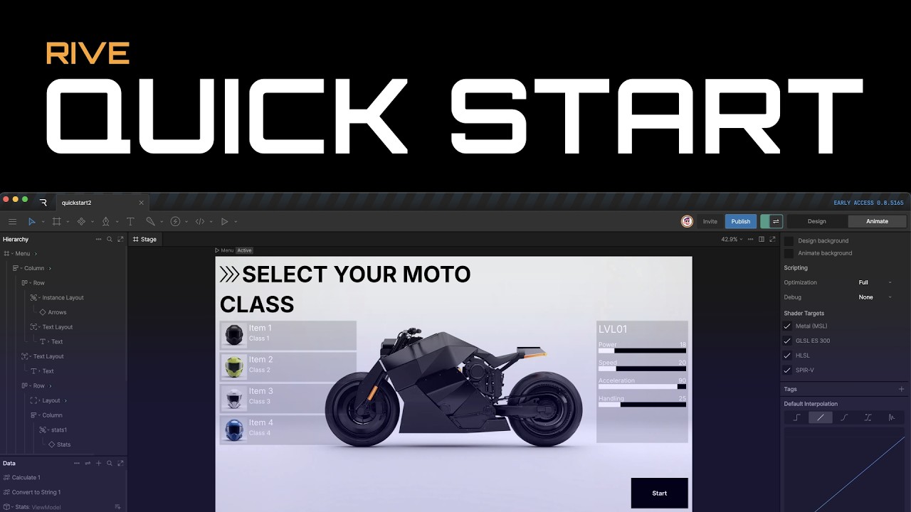 Rive Quick Start Tutorial – Interactive Menu